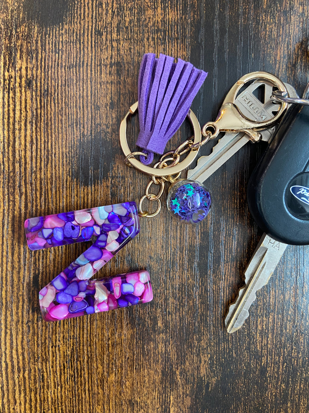 Initial Keychains - Purple